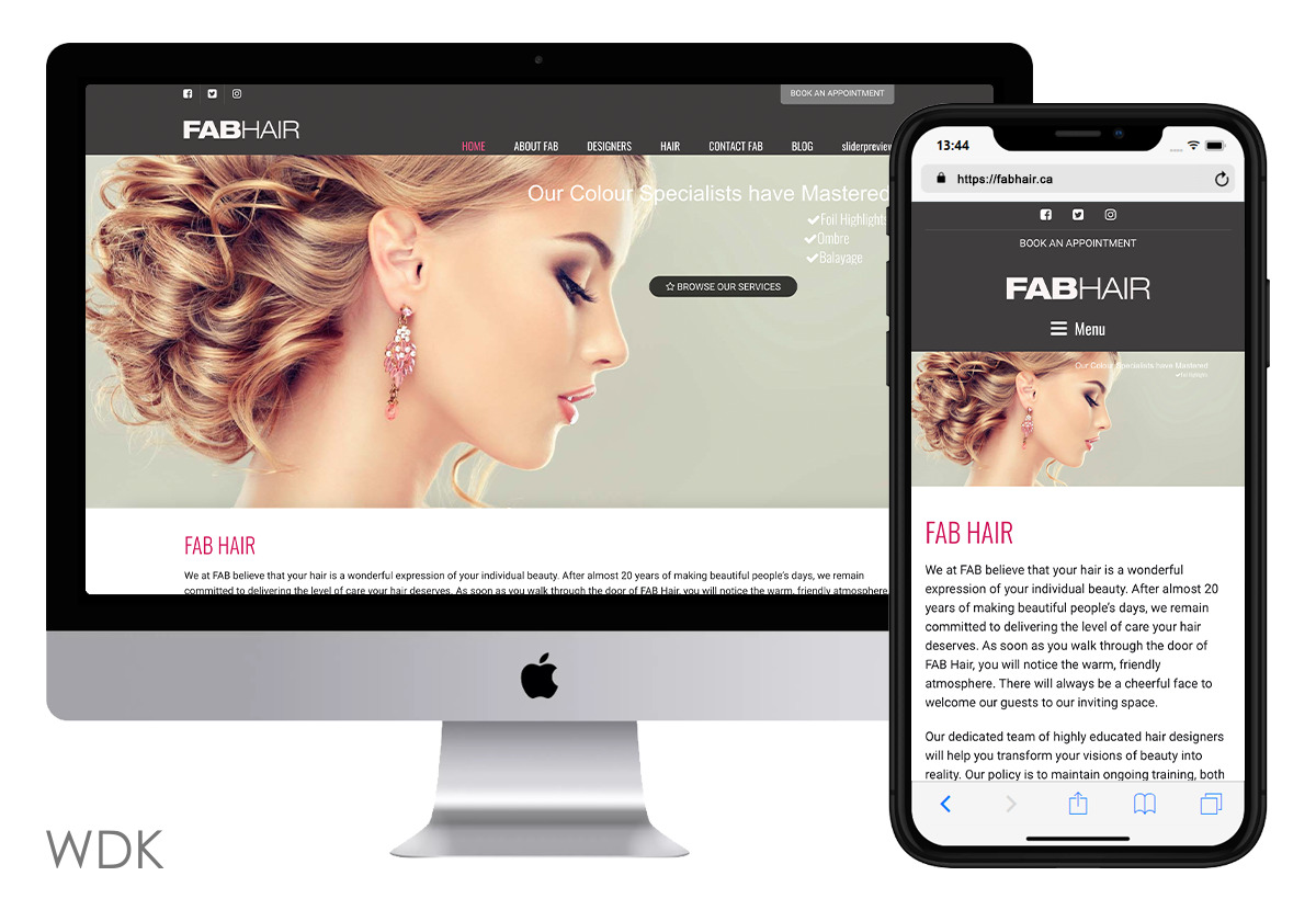 Wesbite Design Kingston | Portfolio | FAB Hair Salon Kingston