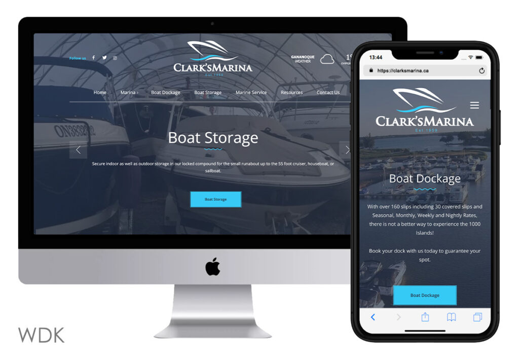 Website Design Kingston portfolio image of Clark's Marina