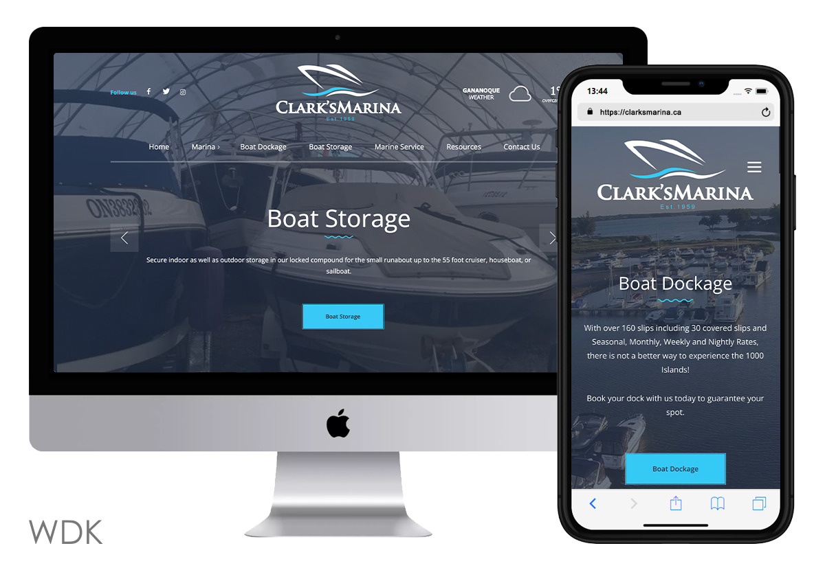 Website Design Kingston portfolio image of Clark's Marina