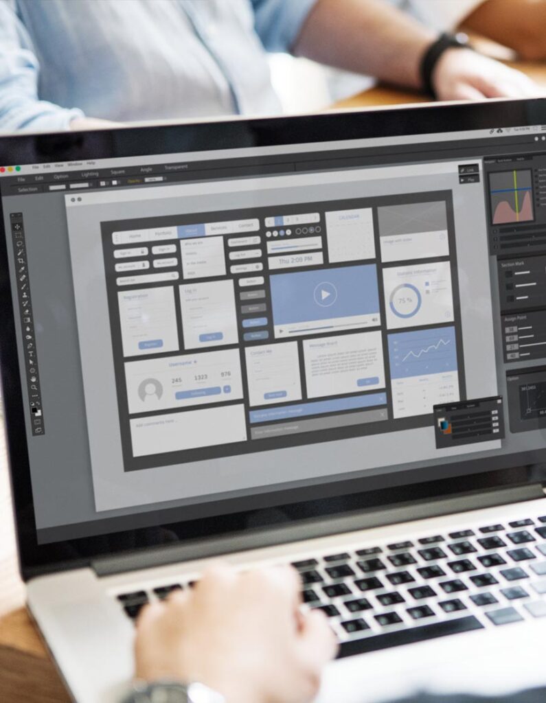 website prototype on laptop screen