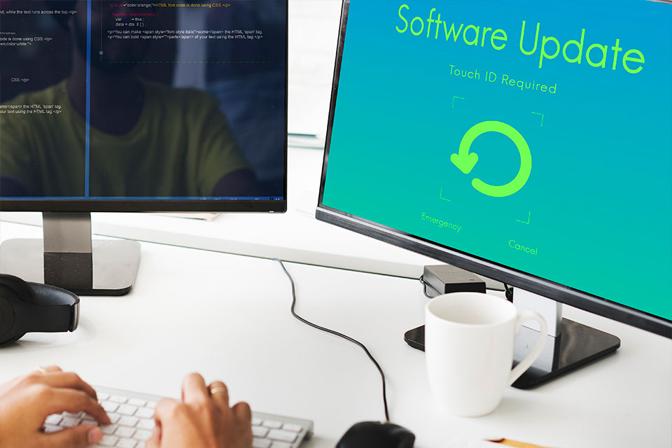 system update displayed on screen